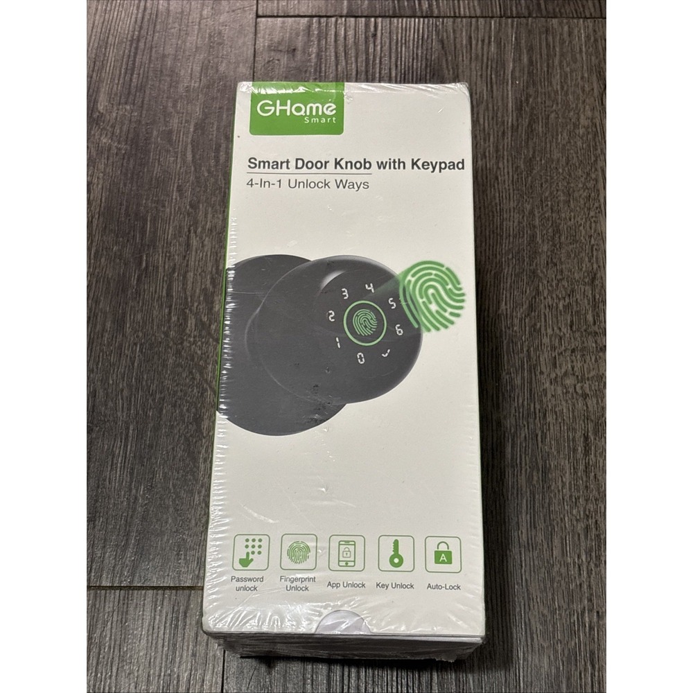GHome Smart K10PRO Keypad Door Knob Lock Fingerprint App Key, Black